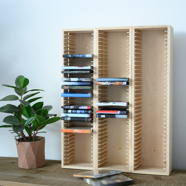 CD Storage Rack 5-Layer Folding Wall Mounted European Style Pure Solid Wood Discs Switch Games Tapes Creative Movie Records