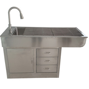 Mesa de Preparación Quirúrgica Veterinaria de Acero Inoxidable, Duradera, para Clínicas Veterinarias, Mesa de Examen y Tratamiento - Product Image 1
