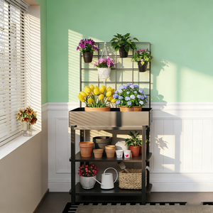 Bac à légumes surélevé moderne en métal <span class=keywords><strong>avec</strong></span> treillis et pieds, finition thermolaquée, pour jardins domestiques et hôteliers - Product Image 6