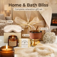Coffret Cadeau Lunaire Premium Soins Personnels 6-en-1 Kit de Relaxation avec Bougie d'Aromathérapie en Verre pour Femme Logo Personnalisé Cadeau de Mariage