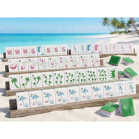 Jeu de Mahjong Américain de Plage d'Été 160 Pièces en Acrylique Motif Palmier Noix de Coco Norme NMJL Cadeau de Jeu de Fête pour les Vacances