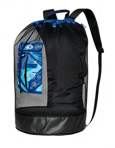 Custom Mesh <b>Drawstring</b> <b>Backpack</b> Large Capacity Diving Bag Waterproof PVC Bottom Dry Pocket Outdoor Beach Swimming <b>Backpack</b> - Product Image 2