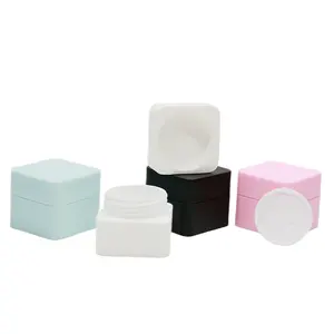 Commercio all'ingrosso 5g 10g 20g 30g 50g Mini quadrato portatile rosa opaco blu bianco nero lozione plastica vasetti crema