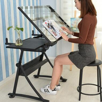 Table à dessin d'atelier avec étau, plateau en verre, fabrication OEM, vente en gros