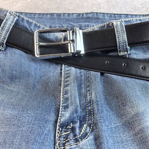 プロモーションカジュアルファッションメンズ＆レディースユニバーサル回転式ピンバックルレザーベルト本革ベルトメタルベルト - Product Image 6