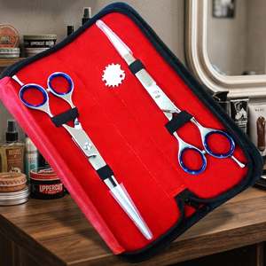 Juego de Tijeras Profesionales para Cabello Liso, Acero Inoxidable, Cuchillas Afiladas, Mango Largo, para Diestros, Uso en Salón, Estuche Rojo, Llave Incluida - Product Image 5