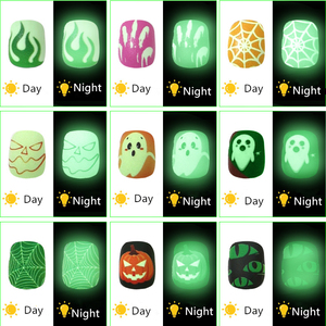 <span class=keywords><strong>Faux</strong></span> ongles phosphorescents à coller pour enfants, 24 pièces, autocollants d'art d'<span class=keywords><strong>ongle</strong></span> sûrs et non toxiques, coffret cadeau de fête, pour Halloween - Product Image 1