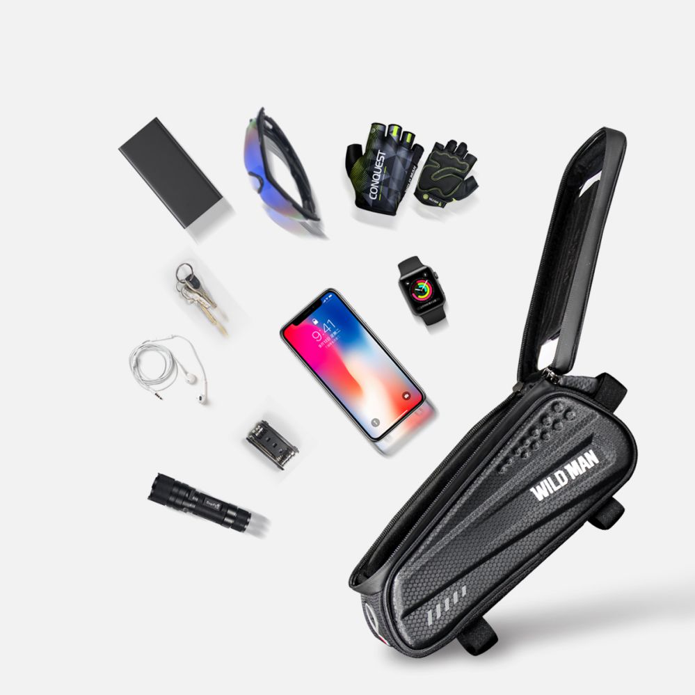 Непромокаемая многофункциональная сумка WILD MAN из ЭВА на переднюю трубу, чехол для телефона на велосипед с сенсорным экраном, сумка для скутера, Аксессуары для велосипеда
