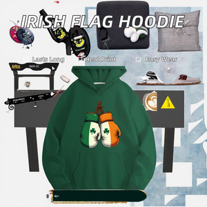 เสื้อฮู้ดผู้หญิงแบบสวมหัวพิมพ์ลายธงชาติไอร์แลนด์ด้วยเทคนิค Heat-Transfer น้ำหนัก 280 กรัม ผ้าถักเนื้อนุ่ม สวมใส่สบาย เหมาะสำหรับฤดูใบไม้ร่วง/ฤดูหนาว/ฤดูใบไม้ผลิ มีกระเป๋า ผลิตจากโพลีเอสเตอร์ 100% - Product Image 2