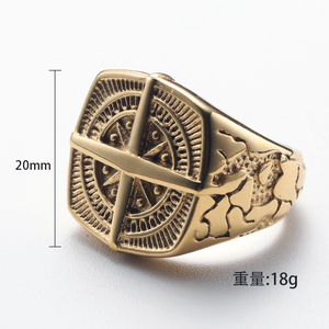 Anillo de <span class=keywords><strong>Hombre</strong></span> Vintage, Chapado en Oro PVD, Acero Inoxidable, Anillo Vikingo con Cruz y Brújula, Resistente al Agua, Anillo de Ancla Fundido para <span class=keywords><strong>Hombre</strong></span> - Product Image 5
