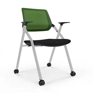 Training room chair Press conference chair movable chair 4 wheels with foldable writing pad