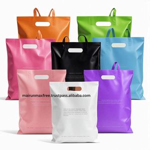 Custom Logo Screen Printed Biodegradable Recyclable T-Shirt Shopping Bags with Die Cut Handle for <b>Shoes</b> & Retail Use - Product Image 5