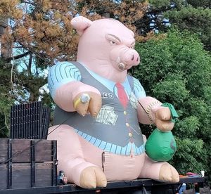 Modelo Inflable Gigante de Cerdo con Chaleco con la Leyenda 'Greed Corporativa' y Soplador para Exhibición, <span class=keywords><strong>Precio</strong></span> de Fábrica - Product Image 3