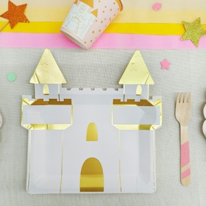 <span class=keywords><strong>Princesse</strong></span> château filles fête d'anniversaire fournitures rose or <span class=keywords><strong>jetable</strong></span> fête vaisselle vaisselle gobelets en papier serviettes assiettes - Product Image 4