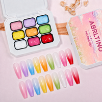 Palet Gel Lukis Padat 9 Warna Tanpa Lap Pigment Gel Blush Ombre Nail Art Seri 4 Warna OEM