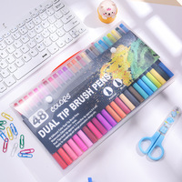 Lot de stylos aquarelle en plastique PP double-pointe non effaçables Leyi, 12 couleurs, à base d'eau, pour graffiti, fabriqués en Chine