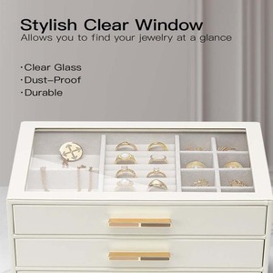 Шкатулка для украшений Vlando, с 3 ящиками для колье, колец, серег, подарок на День матери - Product Image 4