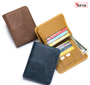 Wholesale High Quality Business New RFID Men's Wallet Genuine Cowleather Retro Vertical <b>Card</b> Slots Trifold Wallet with <b>SIM</b> <b>Card</b> - Product Image 2