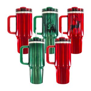 Double Wall Stainless Steel 40Oz Blank Sublimation Tumbler <b>Cup</b> With Handle <b>Lid</b> <b>and</b> <b>Straw</b> for Custom Christmas Gift - Product Image 2