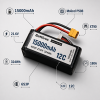 Batterie de drone de course à décharge rapide BATTIVUS 15000mAh 21.6V 324Wh 6S3P Molicel P50B Akku Pack 180A XT90 Vente en gros OEM 12C 15Ah