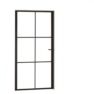 ประตูกระจกภายในสีดำ ขนาด 40.4x79.3 นิ้ว ดีไซน์มินิมอล เปิดด้านข้าง พื้นผิวสำเร็จรูป - Product Image 1