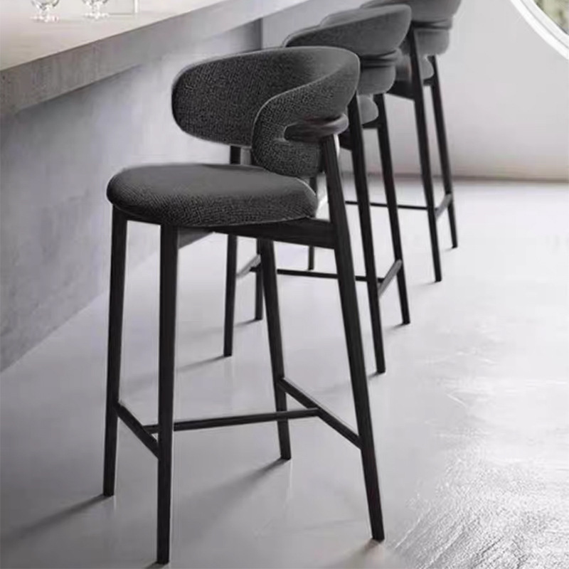 Modern Upholstered Bar Stool – Fabric High Chair with Backrest for Home, Tavern, Café & Restaurant - View 3