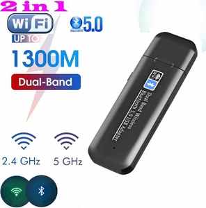 Adaptador USB <span class=keywords><strong>3.0</strong></span> WiFi <span class=keywords><strong>Bluetooth</strong></span> 2 en 1, Receptor de Tarjeta de Red Inalámbrica de Doble Banda de 1300 Mbps, Mini <span class=keywords><strong>Dongle</strong></span> WiFi de 1200M para PC Portátil - Product Image 2