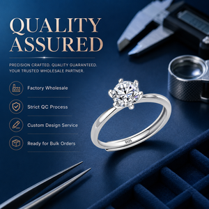 Anello da <span class=keywords><strong>Donna</strong></span> Classico in <span class=keywords><strong>Argento</strong></span> Sterling 925 con Moissanite Solitario VVS da 6mm, Regolabile, Gioielli all'Ingrosso - Product Image 2