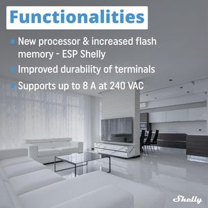 Interruptor inteligente Shelly 1PM Mini Gen3 | WiFi 1 canal 8A | Clasificación IP20 | Montado en la Pared | <span class=keywords><strong>Alexa</strong></span>/Google Home | Control de aplicaciones | Sin concentrador - Product Image 3