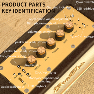 OneDer D8 rumah Retro antik kotak kain kayu SoundBar kulit HD Audio Hi-Fi portabel <span class=keywords><strong>Bluetooth</strong></span> 60W Speaker pesta dengan mikrofon OEM - Product Image 2