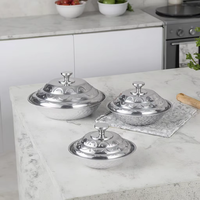 Nouveau Plateau Buffet Hôtelier Africain Anti-Rouille en Acier Inoxydable 410, Plateaux en Acier Inoxydable avec Couvercle pour Bain-Marie
