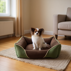 Juego de Tres Piezas de Cama para Perro en Color Verde, de Pana y Terciopelo Polar, para Camas de Mascotas - Product Image 3