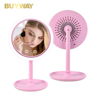Coiffeuse de bureau portable avec miroir de maquillage éclairé par LED Table de maquillage debout intelligente avec ventilateur pour application cosmétique de beauté