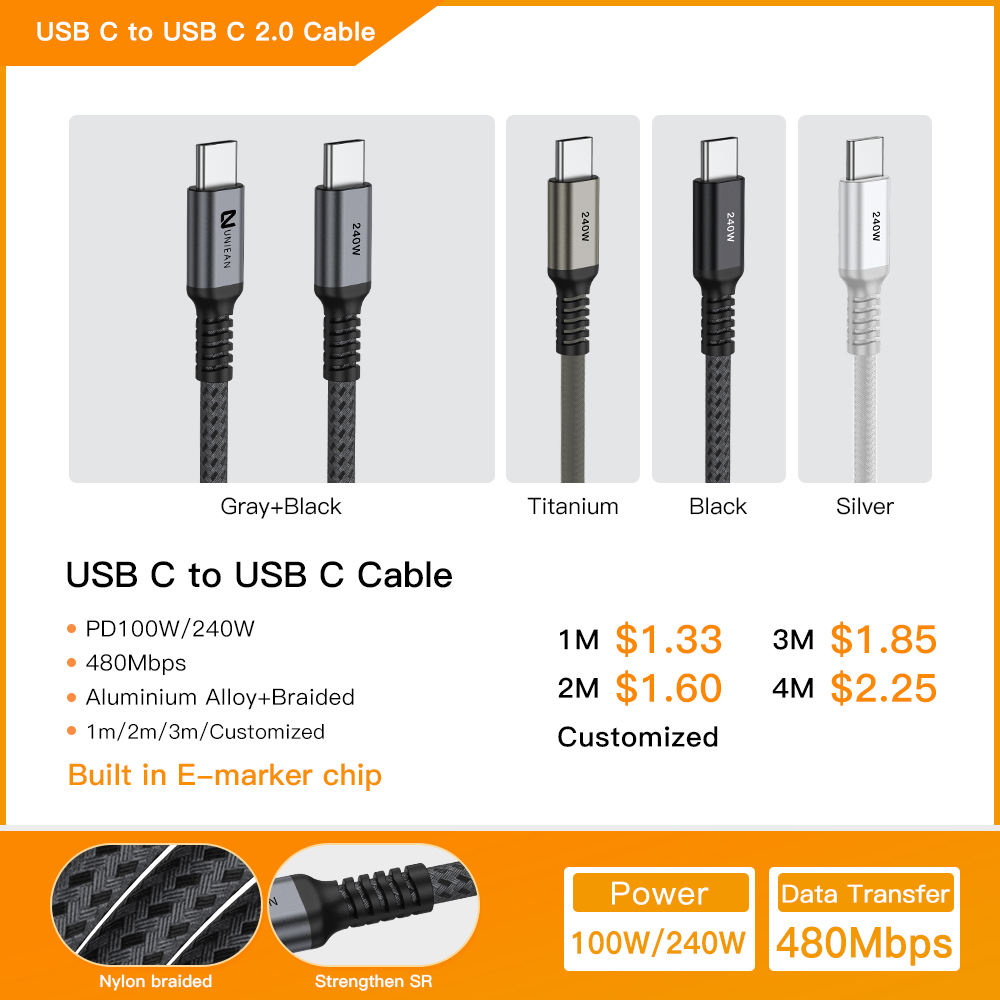 USB2.0 [C À C100W 240W]