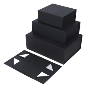 맞춤형 인쇄 고급 블랙 마그네틱 선물 상자 자석 뚜껑이있는 도매 선물 상자
