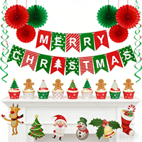 608396 PARTYMAKER Weihnachts-Papierset Rot Grün Weiß Bogenform Partydekoration Frohe Weihnachten Banner Innenbereich Feiertagsdekoration