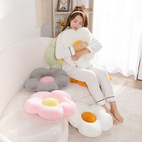 Coussin en peluche en forme de fleur mignon, coussin de sol décontracté et confortable, coussin de décoration pour le bureau, le salon, le lit (35 cm)