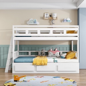 Современная белая деревянная двухъярусная кровать с выдвижными ящиками для хранения вещей-идеально подходит для экономии места в детских спальнях - Product Image 6