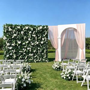 Mur de fleurs vertes en gros, toile de fond florale artificielle 3D avec fausses roses et hortensias, pour décoration de mariage et de fête - Product Image 4
