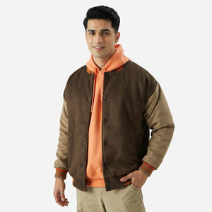 Veste de baseball style streetwear pour homme, coupe ample, col montant, en toile respirante et coupe-vent, idéale pour l'hiver - Product Image 1