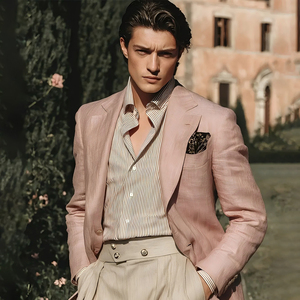 Chaqueta Blazer de <span class=keywords><strong>Lino</strong></span> para <span class=keywords><strong>Hombre</strong></span>, Casual, para Toda Temporada, Cierre de un Botón, Corte Regular, Manga Larga, Diseño de Cuello en V, Color Sólido, Trajes de Negocios - Product Image 1