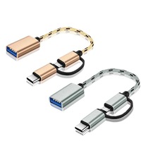 Adaptateur OTG Type C vers USB 2 en 1, charge rapide, transfert de données, câble convertisseur USB-C pour téléphone, tablette, ordinateur portable, convertisseur OTG