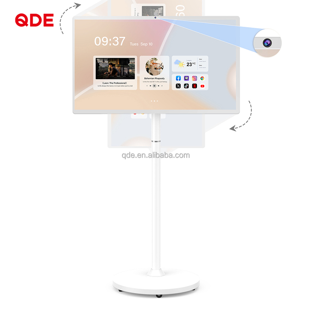 QDE Smart Tv Television Live Stream Monitor Led Screen Android  Stand by Me Movable Touch Screen with Camera Free Standing