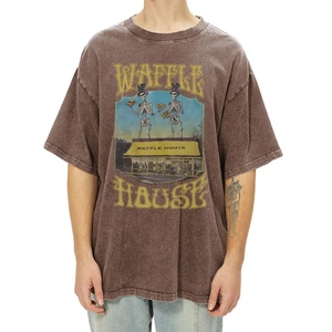 <b>Men's</b> Regular Fit Vintage Acid Wash Knitted 100% Cotton Tee <b>Funny</b> Skeleton Graphic Oversized Hip Hop Streetwear - Product Image 5