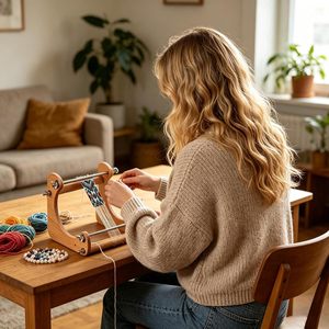 Support ergonomique réglable en <span class=keywords><strong>bois</strong></span> pour <span class=keywords><strong>métier</strong></span> <span class=keywords><strong>à</strong></span> perler, conception lisse pour la création de bijoux, la fabrication de bracelets, le tissage et les loisirs créatifs <span class=keywords><strong>à</strong></span> domicile - Product Image 3
