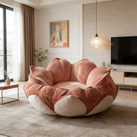 Fauteuil pouf moderne en forme de fleur, en velours, pivotant, siège de salon en forme de lotus, confortable, meubles de salon