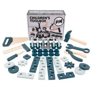 COMMIKI Crianças Toolbox Toy Finja Jogar Crianças Tool Set Brinquedos Montessori DIY Construction Toolbox