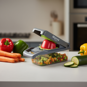 Râpe à légumes manuelle Myrva Grey avec récipient, outil de cuisine en plastique - Product Image 2