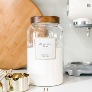 Confezione ermetica 3 pezzi coperchio in legno di Acacia contenitore in vetro biscotti barattolo <span class=keywords><strong>cucina</strong></span> conservazione dispensa contenitori <span class=keywords><strong>set</strong></span> per farina di grano alimenti conservati - Product Image 6