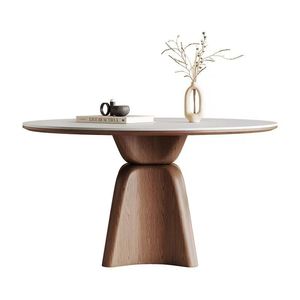 Table à manger ronde traditionnelle avec plateau lisse <span class=keywords><strong>et</strong></span> structure en bois naturel - Product Image 6